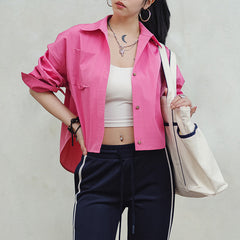 MADEN Women's Vintage Pink Oversized Shirt