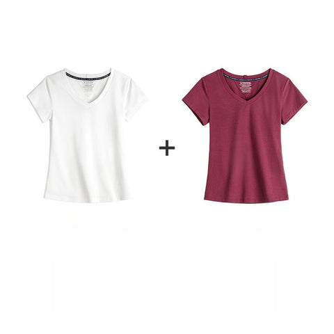 MADEN Women's V-Neck Slim Fit Knit Tee