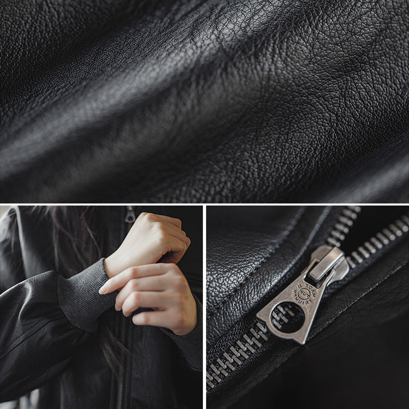 MADEN Women's Ma1 Leather Jacket