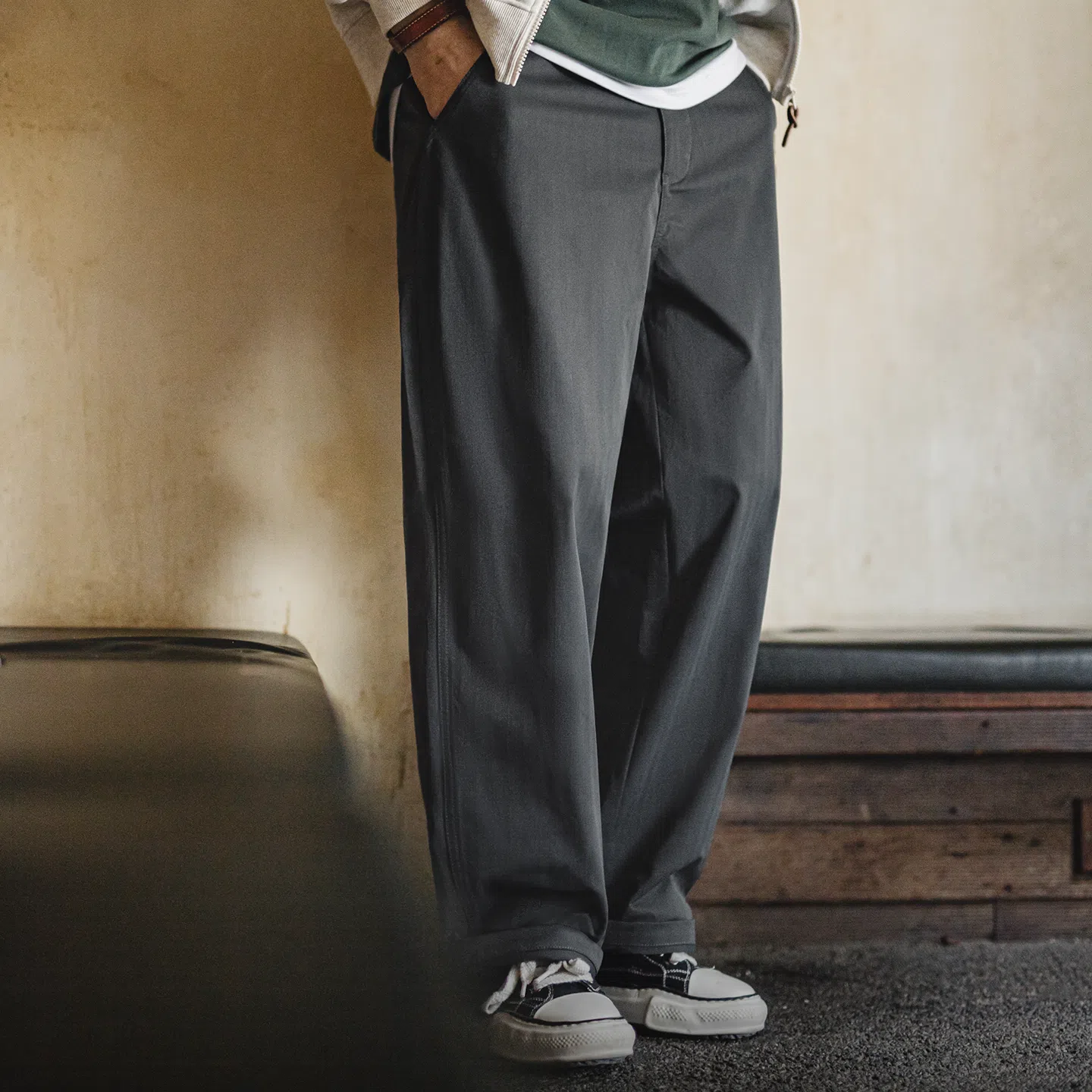 MADEN Herringbone Pleated Pants