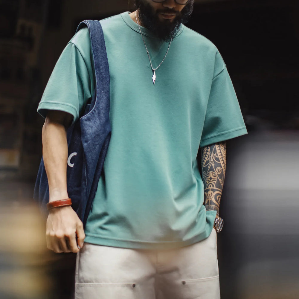 MADEN Vintage Ribbed Crewneck T-Shirt