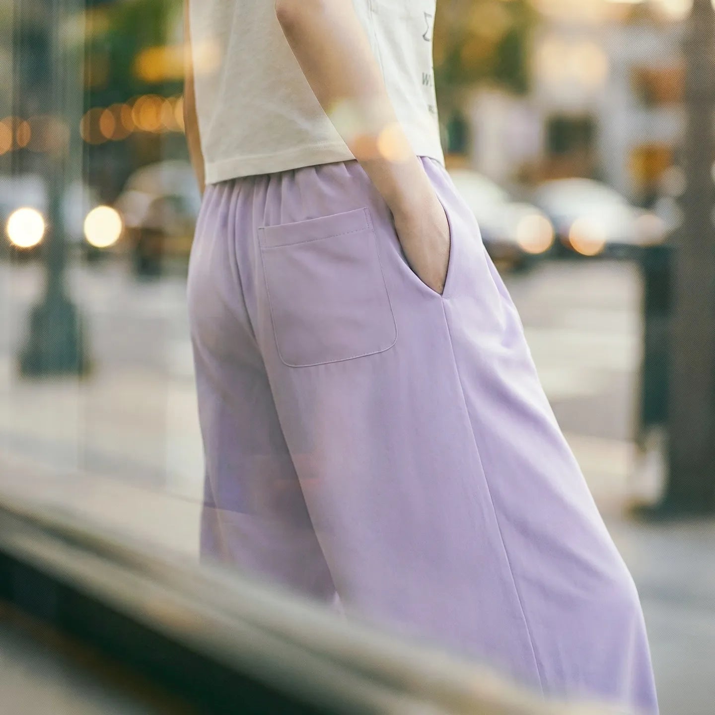 MADEN Women's Lilac Drape Wide Pants