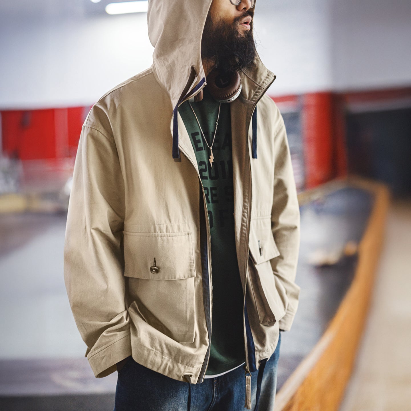 MADEN Canvas Mehrfach-Taschen Utility Kapuzenjacke