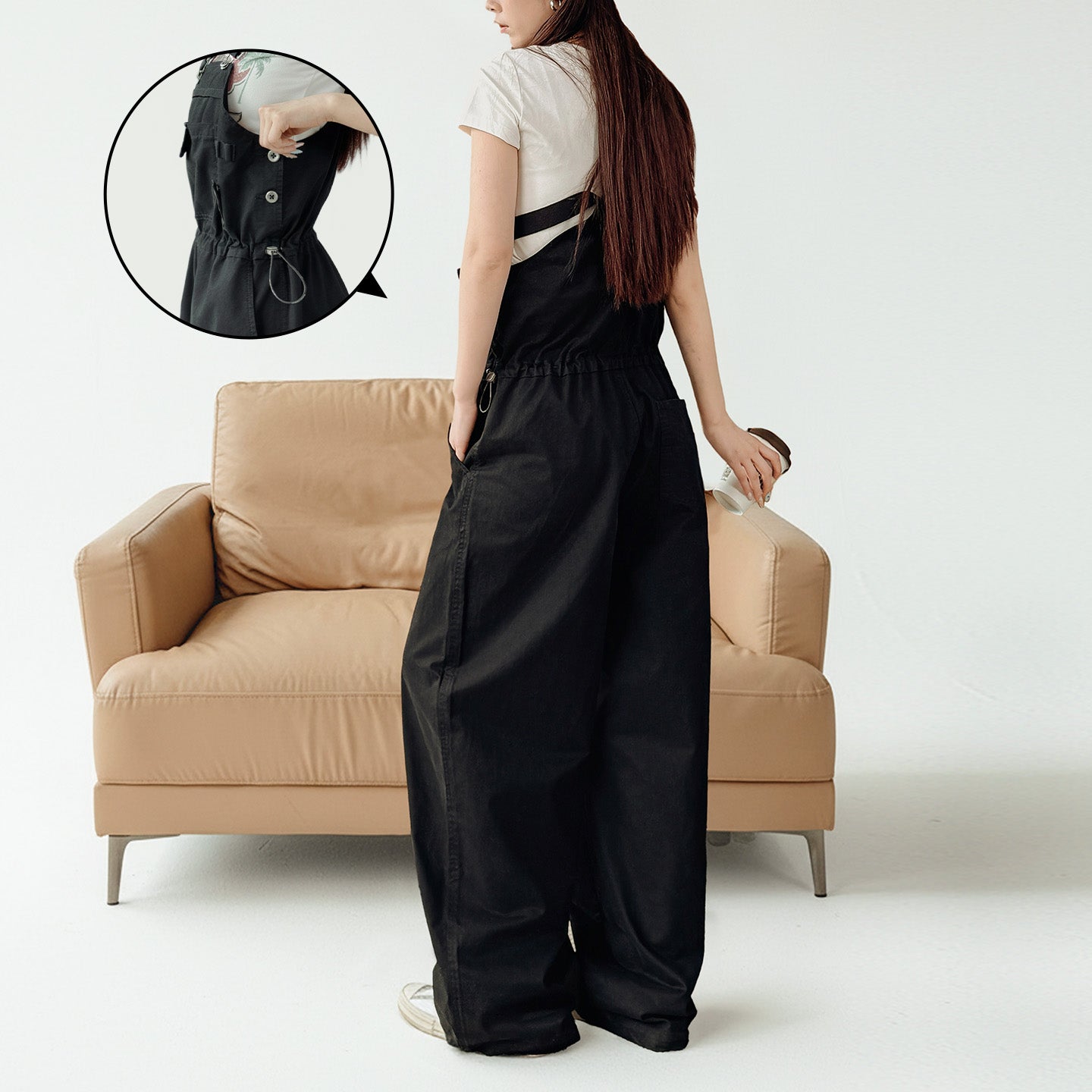 MADEN Women's Black Overall
