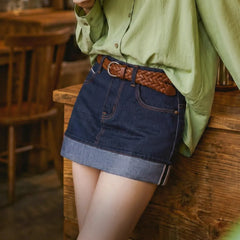MADEN Women's Selvedge Denim Mini Skort