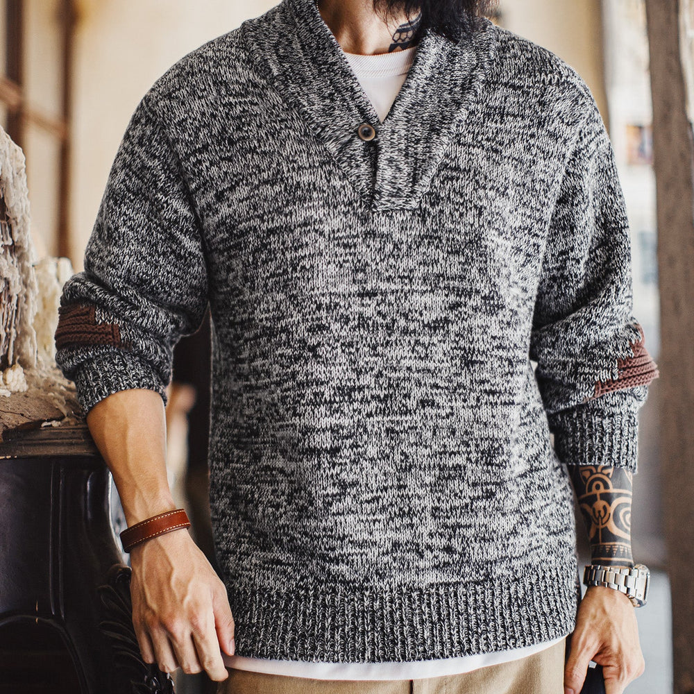 MADEN Vintage Shawl-Collar Pullover Knit Sweater