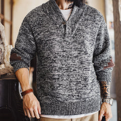 MADEN Vintage Shawl-Collar Pullover Knit Sweater