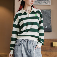 Polo a rayas en bloque de color blanco y verde MADEN