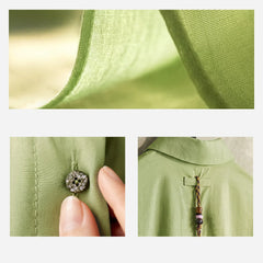MADEN Women's Green Lyocell Long Shirt