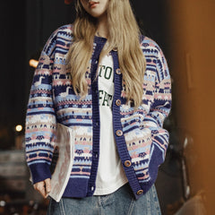 MADEN Fair Isle Jacquard Loose-Fit Knit Cardigan