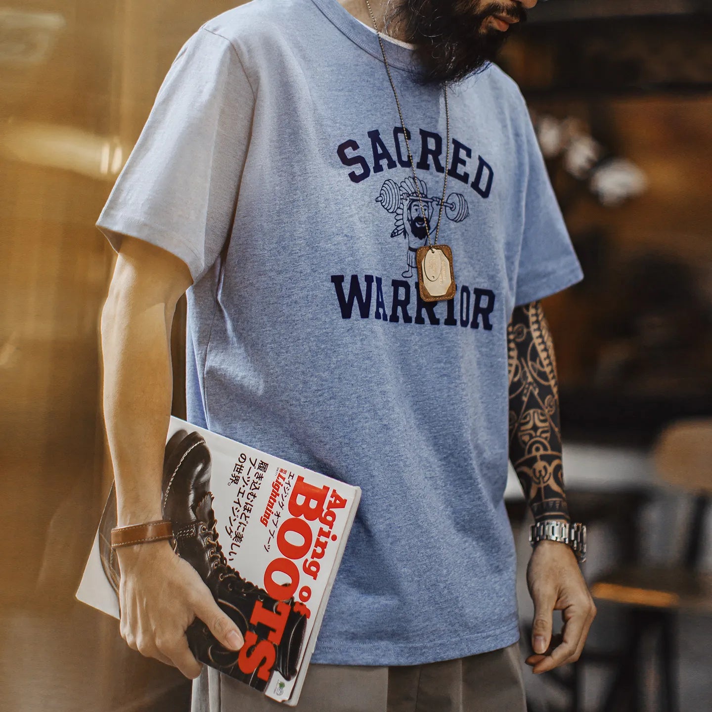 MADEN Vintage Flocked Print T-Shirt