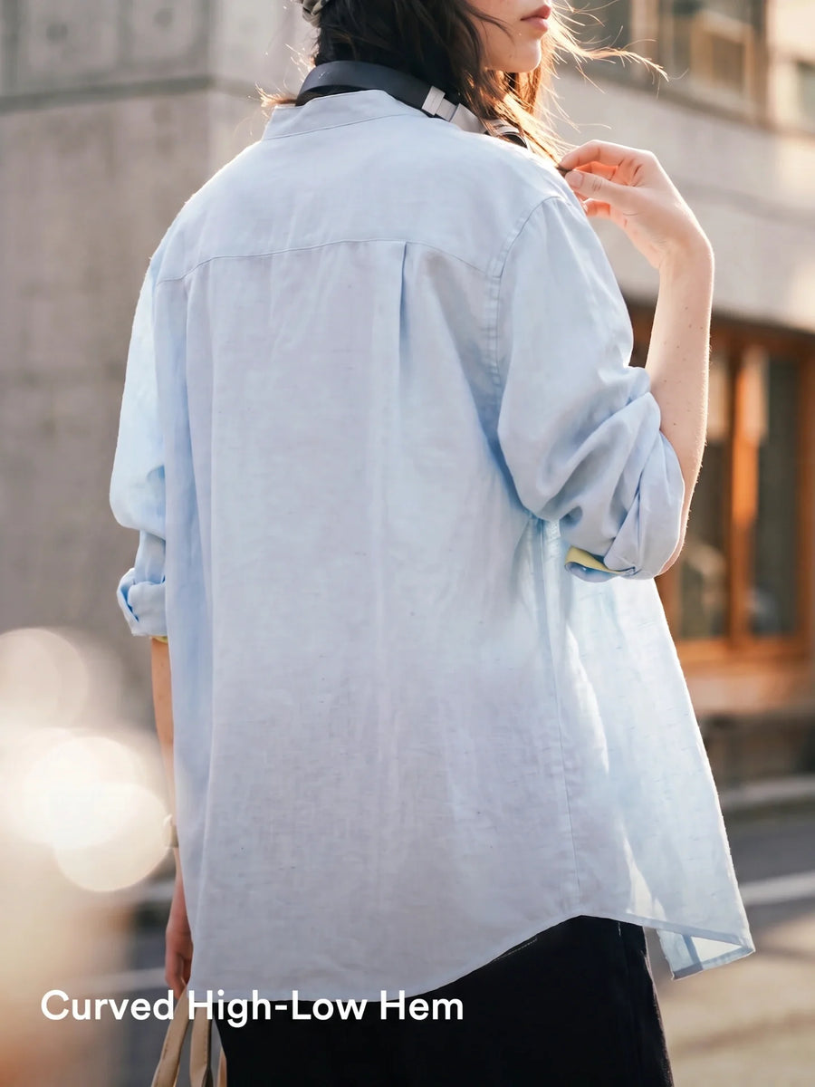 MADEN Women's Cotton Classic Fit Long-Sleeve Button-Down Shirt