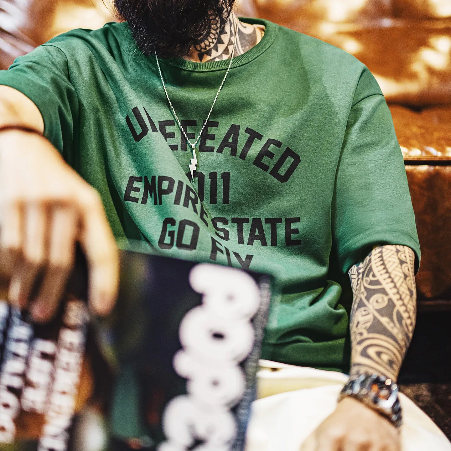 MADEN Green Print Crewneck T-Shirt