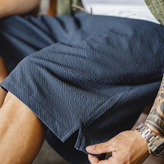 MADEN Leichte Seersucker Strukturierte einfarbige Casual-Shorts