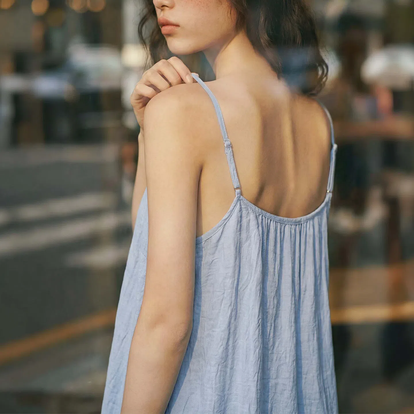 MADEN Women's Linen A-Line Slip Dress