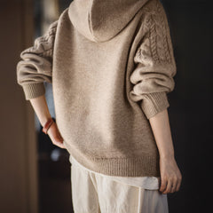 MADEN Chunky Cable-Knit Duffle Button Hoodie