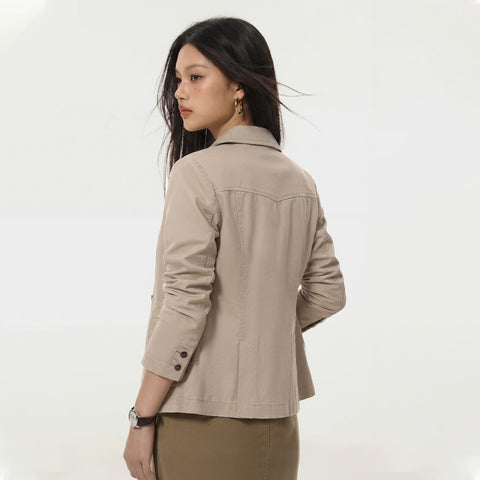MADEN Notched Collar Cropped Blazer