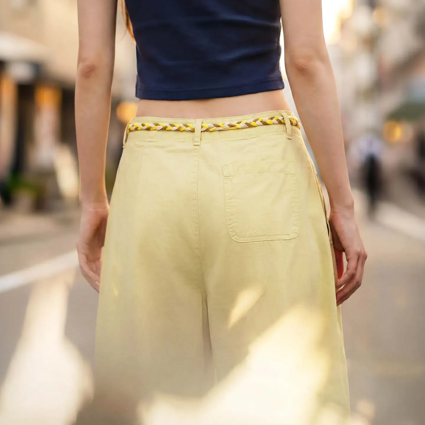 MADEN Women's Loose Drawstring Pleated Wide-Leg Pants
