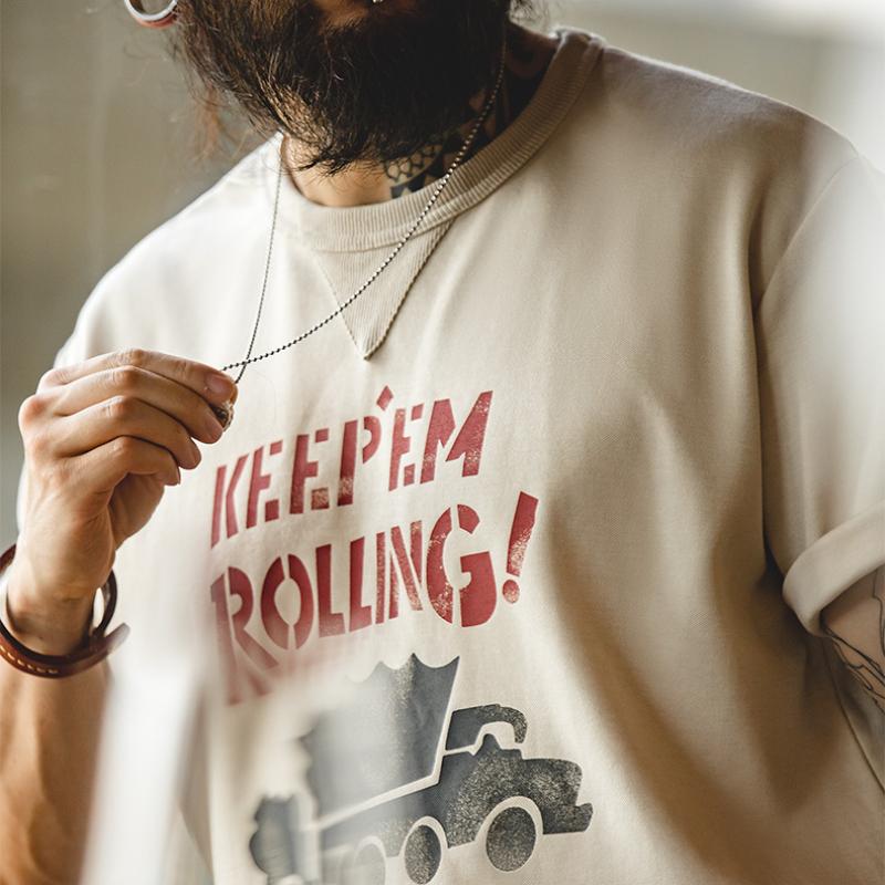 Áo thun cotton nặng in chữ graffiti MADEN