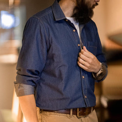 Maden Denim Shirt Men's Casual Slim Fit Retro Design