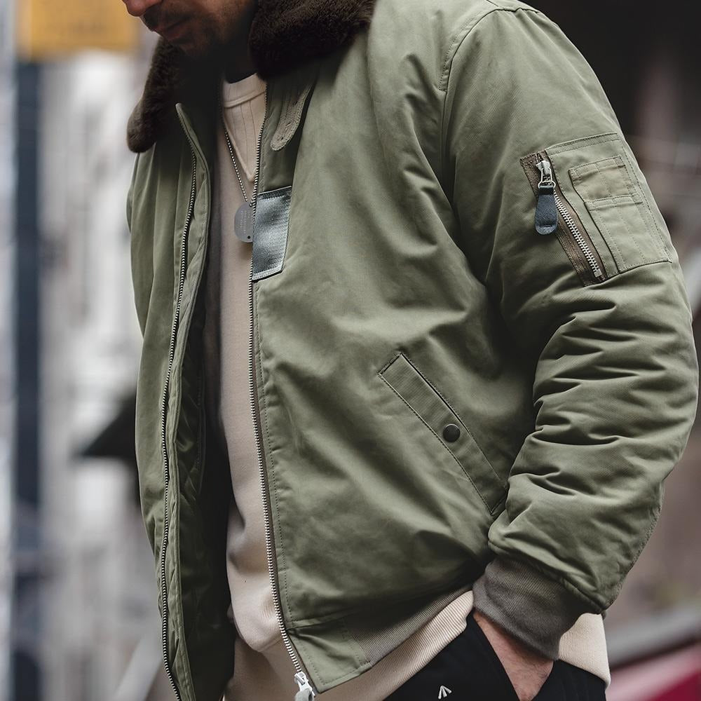 MADEN B-15 Bomberjacke – Kunstpelzkragen