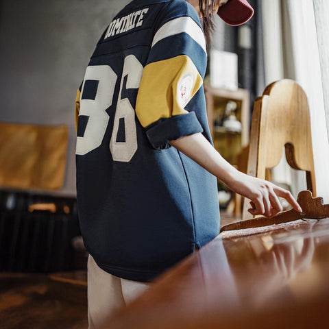 MADEN Damen-Rugby-Sweatshirt mit Stickerei 