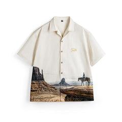 MADEN Camp-Hemd mit kubanischem Kragen und Monument Valley-Print