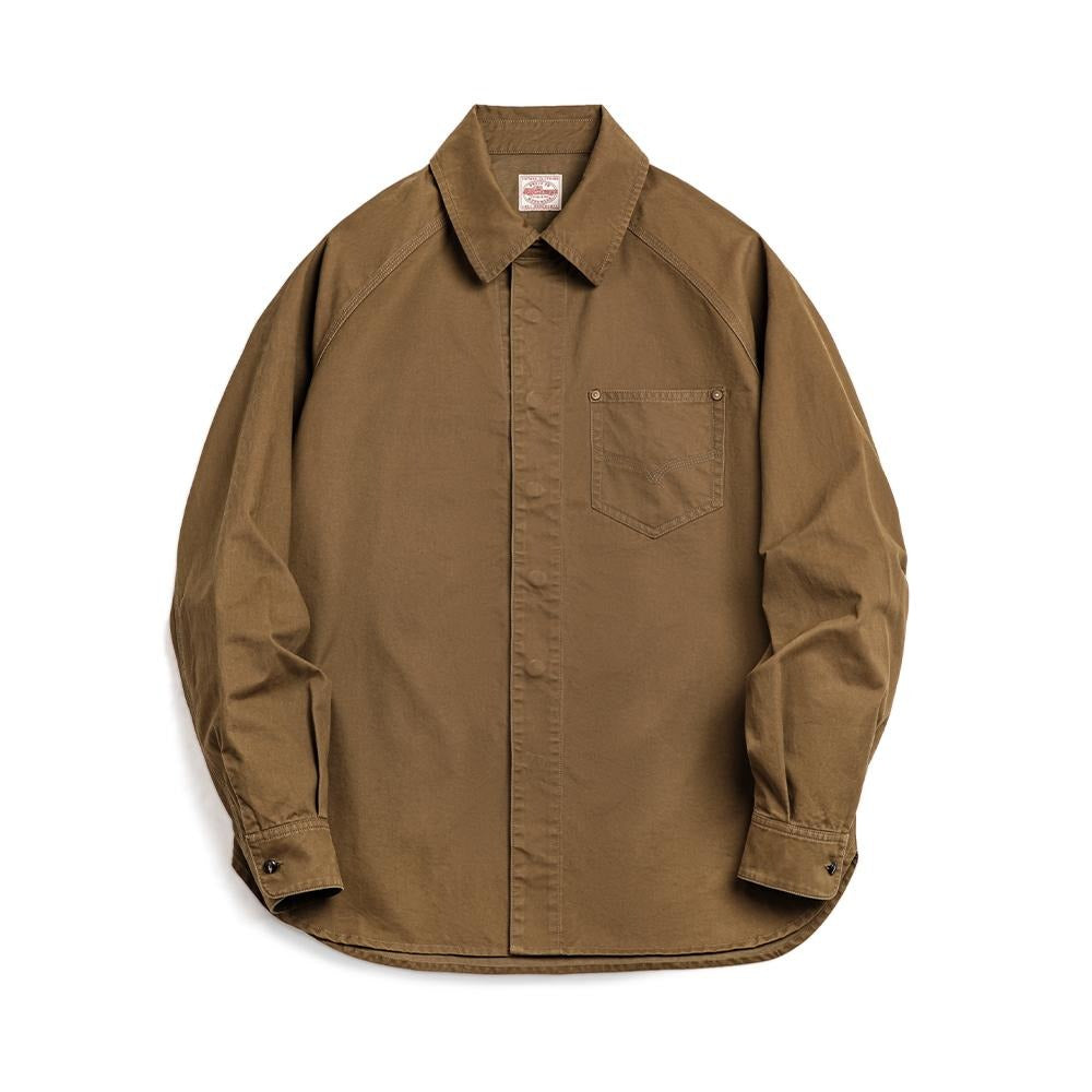 MADEN Cowboy Print Langarm Baumwoll Hemdjacke