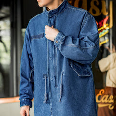 MADEN Herren Fishtail-Parka-Trenchcoat aus schwerem Denim