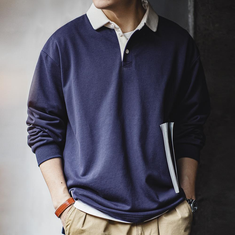 Polo rétro à manches longues en maille MADEN - Style preppy 