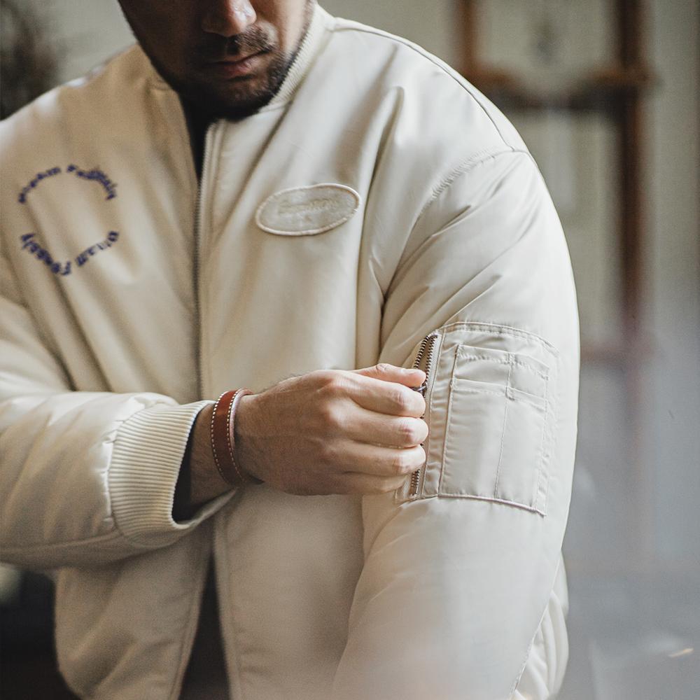 MADEN MA1 White Bomber Jacket