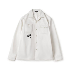 MADEN Retro Print Baumwoll-Overshirt mit kubanischem Kragen