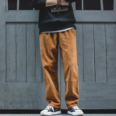 MADEN Herren Schwergewicht Baumwoll Cordhose mit geradem Bein