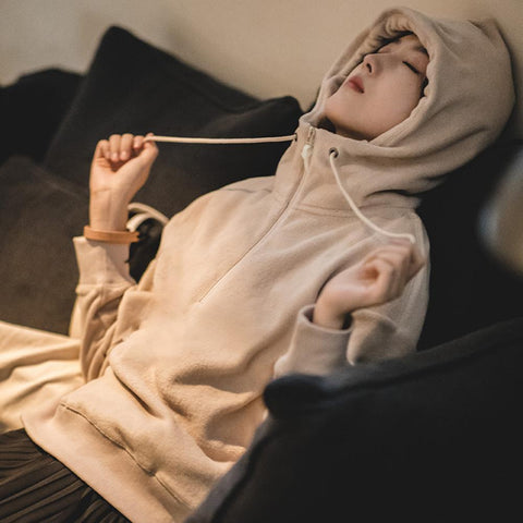 MADEN Dickes, warmes Kapuzensweatshirt für Damen, doppelseitiges Polarfleece, weiches und bequemes Oberbekleidungsstück für Herbst und Winter 