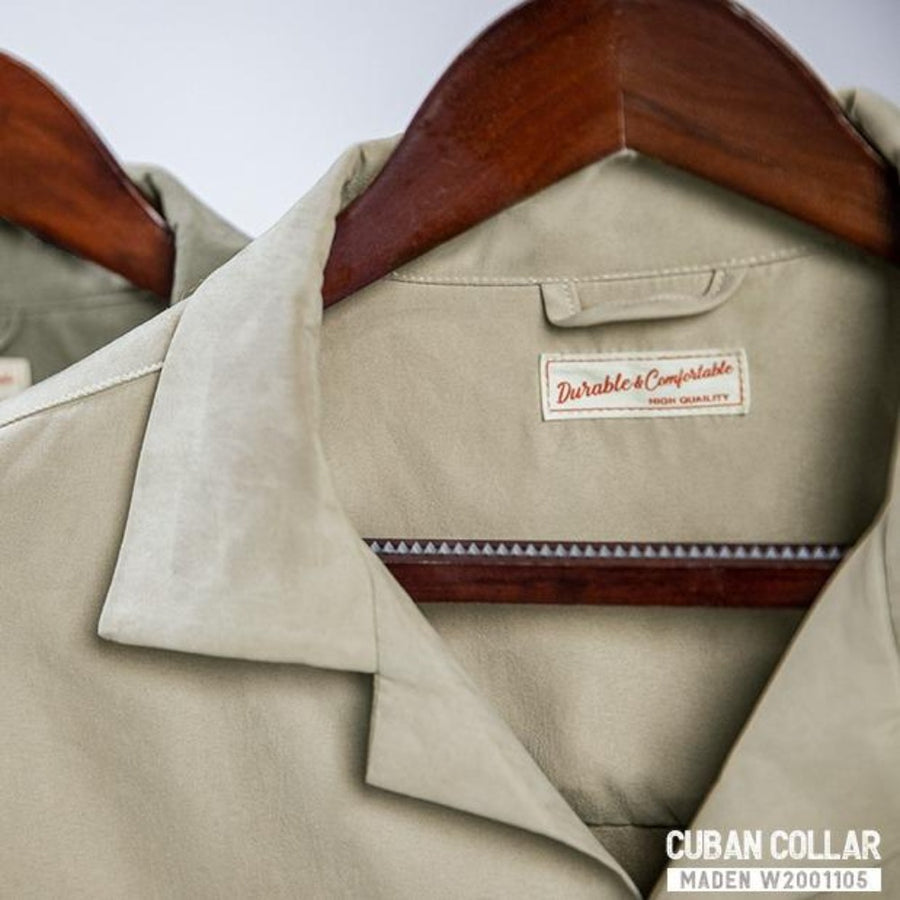 Chemise à manches longues MADEN – Tissu effet peau de pêche rétro, coupe ample 
