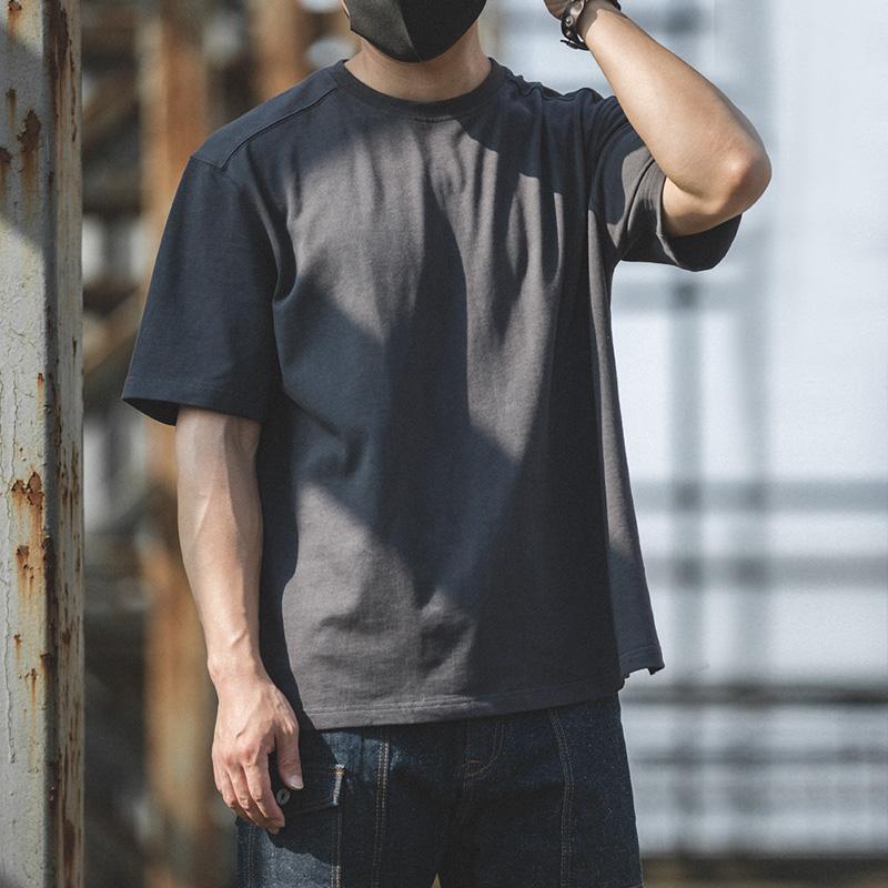 MADEN Men's Casual T-shirt Cotton 100% Basic White Black T-shirt Solid Loose Round Collar O-neck Basic Quality