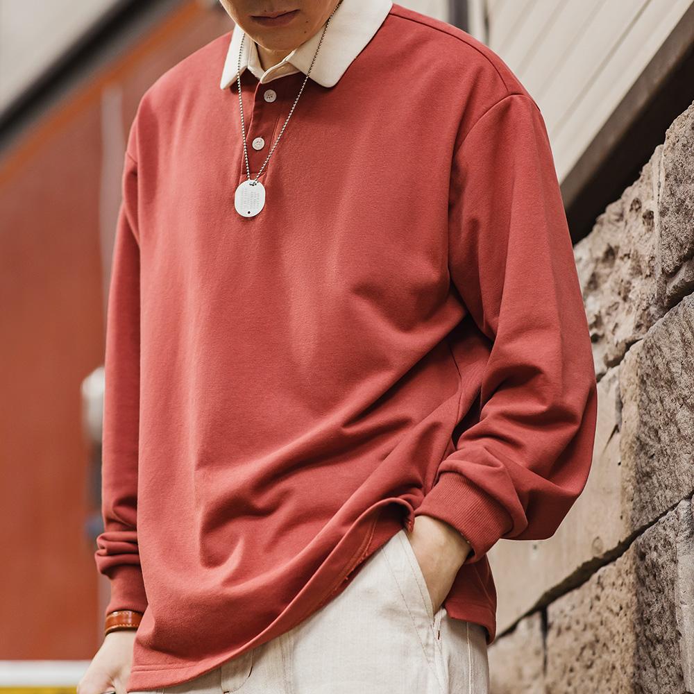 Polo rétro à manches longues en maille MADEN - Style preppy 