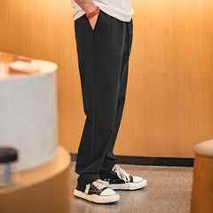 MADEN Herren Elastische Taille Gerade Geschnittene Freizeit-Hosen