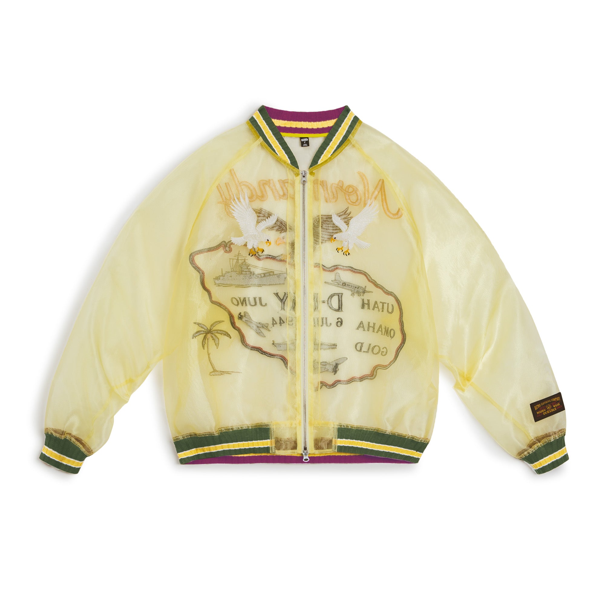 Chaqueta Sukajan de organza bordada transparente MADEN