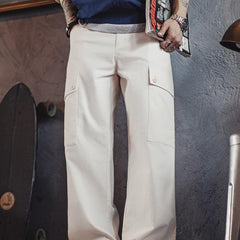 MADEN Cotton Cargo Pants Loose-Fit Straight-Leg Utility
