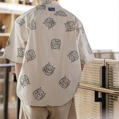 Chemises rétro en lin pour homme MADEN, imprimées, 100 % coton, manches courtes, coupe ample, collection été 