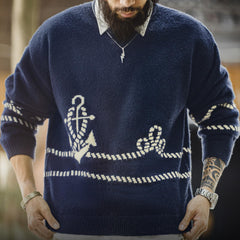 MADEN Herren Marineblauer Strickpullover