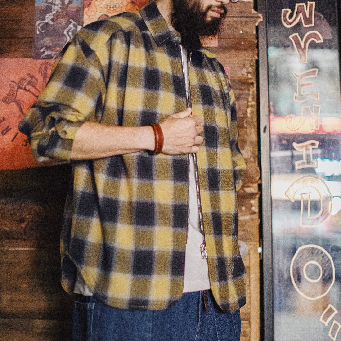 MADEN Plaid Zip-Up Shacket - Cotton 100%