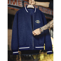 MADEN Herren Marineblaue Strick-Baseballjacke