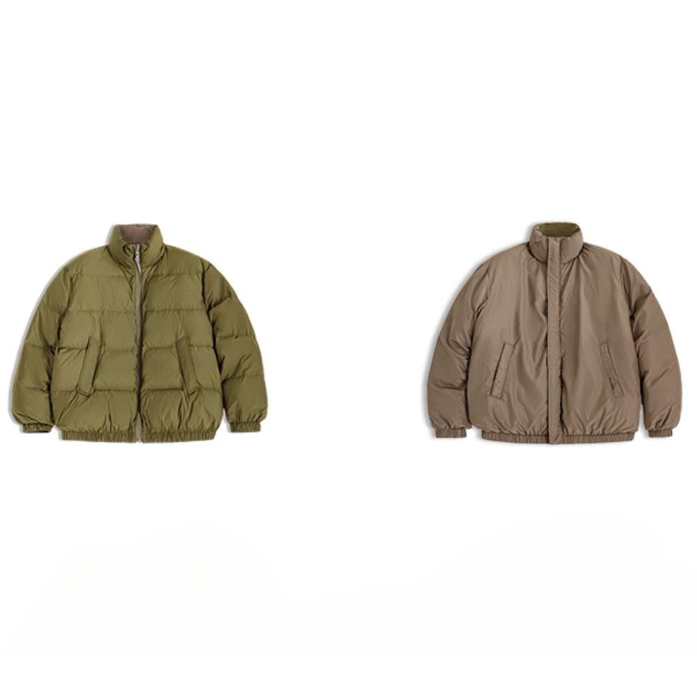 Doudoune réversible d'hiver Maden pour homme, garnissage en duvet de canard blanc, col montant polyvalent, manteau chaud, couleur unie 
