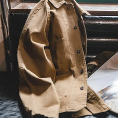 MADEN Heavyweight Twill Chore Coat – Khaki Utility Jacket