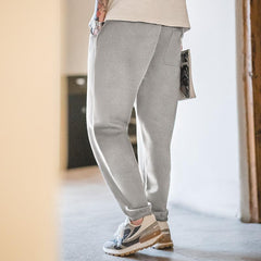 Pantalon de jogging décontracté MADEN pour homme, en coton, avec cordon de serrage, taille élastique, coupe droite et ample, style jogging essentiel. 