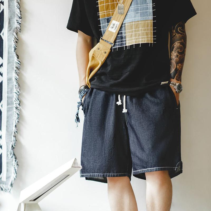 MADEN Herren lockere Denim-Shorts mit Ice-Feel, lässig
