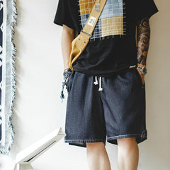 MADEN Herren lockere Denim-Shorts mit Ice-Feel, lässig