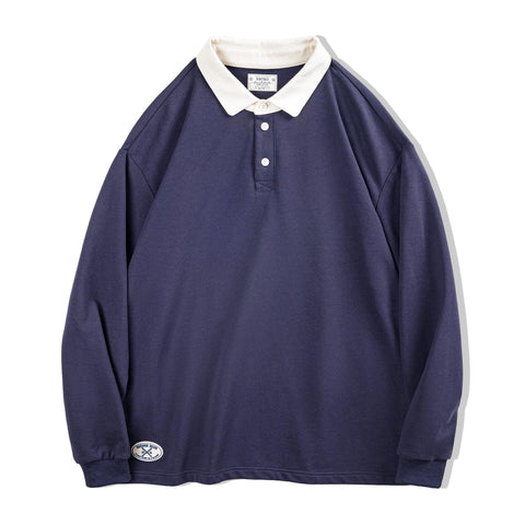 Polo rétro à manches longues en maille MADEN - Style preppy 